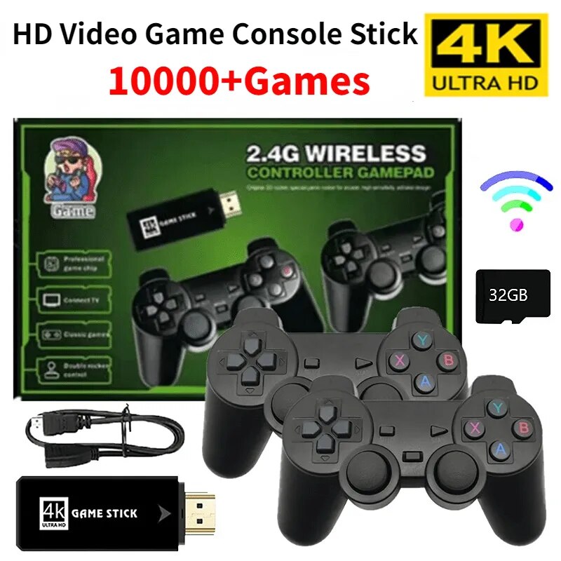 64G Game Stick Lite 4K Built-In 10000 Game Retro Game Console For PS1 GBA  Wireless Controller for Gba KID Xmas Gift Dropshipping