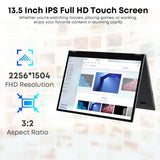 CHUWI FreeBook 13.5" Touchscreen Laptop 512GB SSD 12GB RAM,Intel Quad-Core N100(Beat to Core i3-1115G4, Up to 3.4GHz),Windows 11,2 in 1 Gaming Tablet Notebook Computer,IPS Display