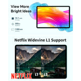 ODEA Tablet 10.1 Inch Android 14, A10 Tablets 12GB RAM 128GB ROM(1TB Expand), Octa-Core, 6000mAh, Widevine L1, IPS Touch Screen, 5G WiFi, 5+2MP, GPS