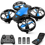 4DRC V8 Mini Drone, Suitable for Children and Beginners, 3 Batteries and Storage Bag， Height Hold, Headless Mode, 3D Flip and Auto Hover, Blue