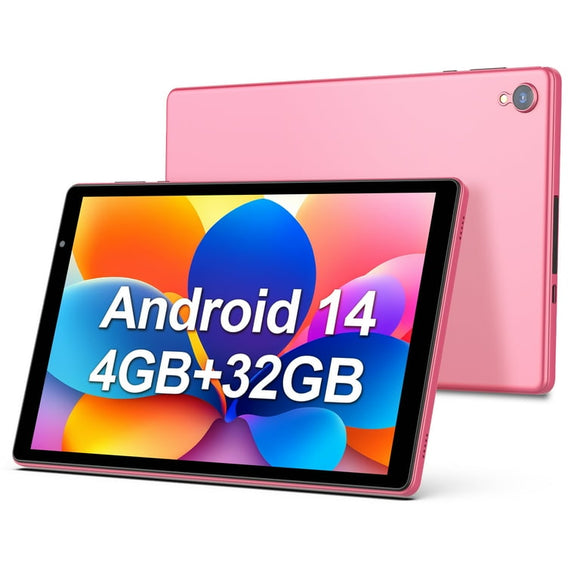 10 inch Android 14 Tablet, 4GB RAM 32GB ROM, 1TB Expandable, Quad-core, WiFi, Dual Camera