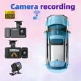 KQJQS 3 Channel Dash Cam Front and Rear Inside,4K Full UHD Dash Camera for Cars,Car Camera with IR Night Vision, 24 Hours Recording,Loop Recording, G-Sensor,Support 32 GB Max