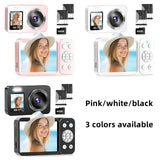 4K Digital Camera 64MP,Froura Dual-Screen Vlogging Camera,18X Zoom,64GB Card,2 Batteries,Point and Shoot Camera for Kids,Teens ,Beginners,Boys ,Girls,Compact Travel Camera,Birthday Gifts,Pink