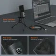 FIFINE K669B USB Microphone for PC, Laptop, PS5 Gaming, Metal Condenser Microphone with Gain Control for Streaming, Vocal Recording, Online Meetings