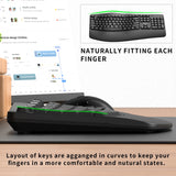 Wireless Keyboard and Mouse Combo, 2.4G Full Size Wave Keys Ergonomic Keyboard with Wrist Rest and 3-Level DPI Adjustable Wireless Ergonomic Mouse for Windows, Mac OS Desktop/Laptop/PC(Black)