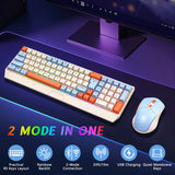 CshidWorld Wireless Gaming Keyboard and Mouse Combo 85 Key Rainbow Backlit, Rechargeable 2000mAh, Dual-Mode 2.4GHz & BT5.0, Ergonomic Design for or Mac, Laptop, Desktop