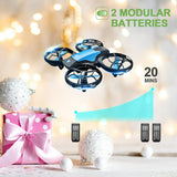 4DRC V8 Mini Drone, Suitable for Children and Beginners, 3 Batteries and Storage Bag， Height Hold, Headless Mode, 3D Flip and Auto Hover, Blue