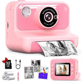 Gofunly 2.4" Instant Print Camera for Kids, 1080P HD Instant Kids Camera 32G Card & Photo Paper , Pink for Girls Boys Age 6-12 Birthday Gifts - Pink