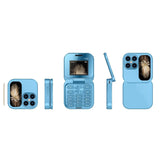 2024 New I17pro Mini Flip Phone Keypad Non-smartphone Elderly Phone 2G Network Foldable Multilingual Dial Phone Speed Radio t big flip phone,foldable New seniors tmobile phone,small father'