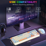 CshidWorld Wireless Gaming Keyboard and Mouse Combo 85 Key Rainbow Backlit, Rechargeable 2000mAh, Dual-Mode 2.4GHz & BT5.0, Ergonomic Design for or Mac, Laptop, Desktop