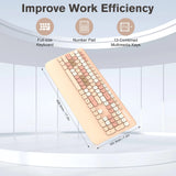 RaceGT Colorful Cute Wireless Keyboard and Mouse, Adjustable Tilt, Wireless Computer Keyboard & Mouse, with USB & Mouse, Brown, New, Milk Tea