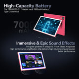 Android 15 Tablet with Keyboard, 128GB ROM(1TB Expand), Octa Core, 5G/2.4G WiFi, 7000mAh, BT V5.0, with Case, Mouse, Stylus, Split-Screen(Pink)