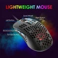 KUIYN 383 Ultralight Honeycomb Shell Wired Optical Gaming Mouse,RGB Backlit for Win10/Xbox/PS4/PS5/Mac (Black)