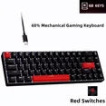 FFN 68-Key 60% Mechanical Gaming Keyboard with Red Switches-Compact Design with Detachable Type-C Cable,LED Backlit for Gaming Smooth,Compatible with Win/Mac/Linux/PC/Laptop-Black