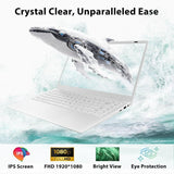 RNRUO 14" Windows 11 Laptop, 12GB DDR5 RAM 256GB SSD, Intel N150 4 Core Up to 3.6GHz, Office 2024 WiFi6 BT 5.2, 1080 FHD Display Backlit KB for Student, Business, Home Office, White