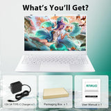 RNRUO 14" Windows 11 Laptop, 12GB DDR5 RAM 256GB SSD, Intel N150 4 Core Up to 3.6GHz, Office 2024 WiFi6 BT 5.2, 1080 FHD Display Backlit KB for Student, Business, Home Office, White