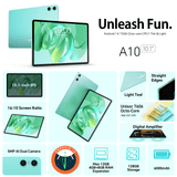 ODEA Tablet 10.1 Inch Android 14, A10 Tablets 12GB RAM 128GB ROM(1TB Expand), Octa-Core, 6000mAh, Widevine L1, IPS Touch Screen, 5G WiFi, 5+2MP, GPS