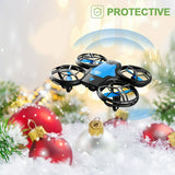 4DRC V8 Mini Drone, Suitable for Children and Beginners, 3 Batteries and Storage Bag， Height Hold, Headless Mode, 3D Flip and Auto Hover, Blue