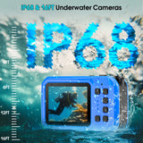 SEREE Waterproof Camera 4K UHD 64MP 16X Digital Zoom Compact Digital Underwater Camera with 32GB Card