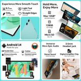 ODEA Tablet 10.1 Inch Android 14, A10 Tablets 12GB RAM 128GB ROM(1TB Expand), Octa-Core, 6000mAh, Widevine L1, IPS Touch Screen, 5G WiFi, 5+2MP, GPS