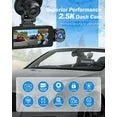 3 Channel Dash Cam, 4K/2.5K+1440P Dash Cam Front and Rear Inside, Dash Camera for Cars, Triple Car Camera with 32GB Card, G-Sensor, 24Hr Parking, Loop Recording, IR Night Vision, Blue