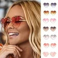 Penkiiy Heart Shaped Sunglasses Rimless Candy Color Glasses for Women Men Party Favor Pink