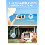 4K Digital Camera 64MP,Froura Dual-Screen Vlogging Camera,18X Zoom,64GB Card,2 Batteries,Point and Shoot Camera for Kids,Teens ,Beginners,Boys ,Girls,Compact Travel Camera,Birthday Gifts,Pink