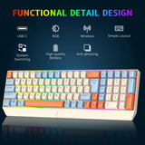 CshidWorld Wireless Gaming Keyboard and Mouse Combo 85 Key Rainbow Backlit, Rechargeable 2000mAh, Dual-Mode 2.4GHz & BT5.0, Ergonomic Design for or Mac, Laptop, Desktop