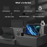 Android 14 Tablet 10 inch,Octa Core Ips HD Touch Screen,12GB RAM + 64GB ROM(TF 1TB), Widevine L1,5000mAh, Wi-Fi 6,Face Unlocked,Black+Keyboard & Mouse Set Black