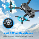 581 AUOSHI Drones with Camera for Adults 6K, 1080P FPV RC Quadcopter for Kids Beginners with 3 Batteries, Foldable, Brushless Motor, 3D Flips,One Key Take off/Land, Black