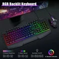 Wired Gaming Keyboard and Mouse Combo, LED RGB Backlit 114 Keys Mechanical Feel Anti-ghosting Game Keyboard with 12 Multimedia Keys & 7 Colors Backlit Gaming Mouse for Windows PC Laptop Gamer