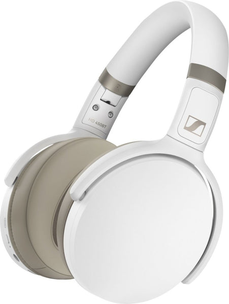 Sennheiser HD 450BT Wireless Over-the-Ear Headphones in White With Cleaning  kit Bolt Axtion Bundle Like New 