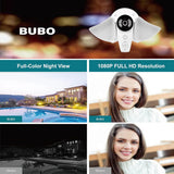 BUBO 1080P WiFi Outdoor Floodlight Camera with Motion Sensor, Color Night Vision, 2-Way Audio, Siren, IP65, 64GB SD, Alexa Compatible