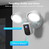 Floodlight Camera,Wried Smart security camera,Motion Sensor outdoor lights,1080p HD Live Video Night Vision, Built-in Siren, Two-Way Audio,Works with Alexa