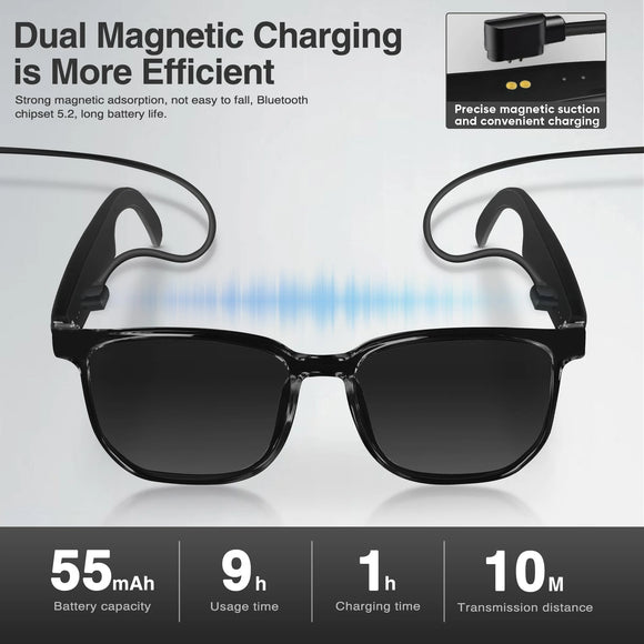 Wrongduck Smart Glasses with AI,Bluetooth Glasses with 110+ Translation,Smart Glasses for Men&Woman,Multifunctional Bluetooth Glasses for Men (Black)