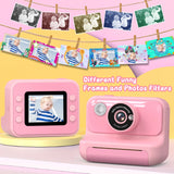 Gofunly 2.4" Instant Print Camera for Kids, 1080P HD Instant Kids Camera 32G Card & Photo Paper , Pink for Girls Boys Age 6-12 Birthday Gifts - Pink