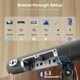 Posrue 50W Sound Bar, 16 inch Bluetooth TV Speaker with Remote & 2 Built-in Full-frequency Speakers, Wireless Soundbar for TV Home Theater & Audio, Iron Gray