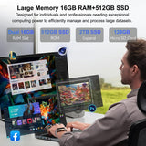 RNRUO 15.6" Laptop, Dual 16GB DDR4 512GB SSD, Intel Core i5 1240P, 12 Core Up 4.4GHz, Office 2024 Fingerprint Backlit KB WiFi 6 BT5.2, Laptop Computer for Business, Student, Light Gaming