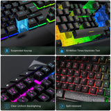 Wired Gaming Keyboard and Mouse Combo, LED RGB Backlit 114 Keys Mechanical Feel Anti-ghosting Game Keyboard with 12 Multimedia Keys & 7 Colors Backlit Gaming Mouse for Windows PC Laptop Gamer