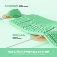MEETION Wireless Keyboard and Mouse Combo, Green Ergonomic Split Design, Rechargeable Keyboard & Vertical Mouse for Windows/Mac