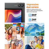 11 Inch Android 14 Tablet 2 in 1 Tablet, Qcta Core, 8GB RAM+128GB ROM+1TB Expand, 2+8MP Camera, 8000mAh Battery, 5G/2.4G WiFi, Bluetooth, Case (Gray)