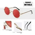Sunier Round Sunglasses Retro 70s Polarized Hippie Lennon Metal Frame Men Women-2 Pairs