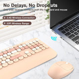 RaceGT Colorful Cute Wireless Keyboard and Mouse, Adjustable Tilt, Wireless Computer Keyboard & Mouse, with USB & Mouse, Brown, New, Milk Tea