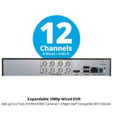 Night Owl 2-Way Audio 12 Channel DVR Security System with 1TB Hard Drive and 8 Wired 1080p Deterrence Cameras