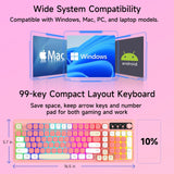 FFN Wireless Gaming Keyboard with Knob, 99 Keys Compact RGB Backlit, Tri-Mode BT5.0/2.4GHz/USB-C Wired, Rechargeable Membrane Keyboard with Long Battery Life for Win/Mac/iOS/Android