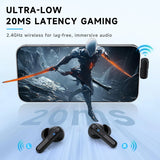 Froura 2.4GHz True Wireless Gaming Earbuds for PS5/PS4, Meta Quest 3/2, Bluetooth 5.3 Headphones Bass Stereo, PS5 Headset with Noise Cancelling Mic, LED, 36H Playtime for VR, Switch, PC, Phone, Black