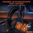 Ecomoment Gaming Headset for PC, PS5, Xbox Series X/S, Xbox One, Switch, MAC, Xbox Headset with Noise Canceling Microphone, Wired Over-Ear Gaming Headphones with RGB Light&Bass Surround，Orange