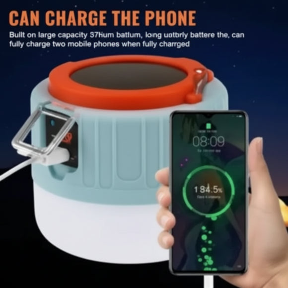 FAMKIT 2 Pack Camping Lantern, USB Rechargeable Outdoor Waterproof Solar Camping Lights for Hurricane Power Outages Home