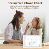 EKASN 10.1" Digital Calendar Chore Chart,1080P Full HD Interactive Touchscreen, Smart Family Planner, Hearth Display Smart Electronic Calendar, Desk Mountable for Seamless Scheduling-White