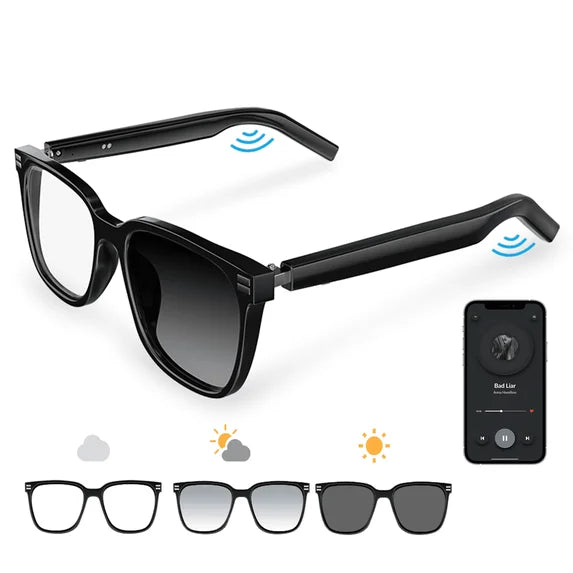 Ai Smart Glasses with Translation-Bluetooth Music Glasses-Anti-Blue Light Audio Eyewear with Music Play/Hands-Free Calling,Multifunctional Headphones Glasses for Men Women.